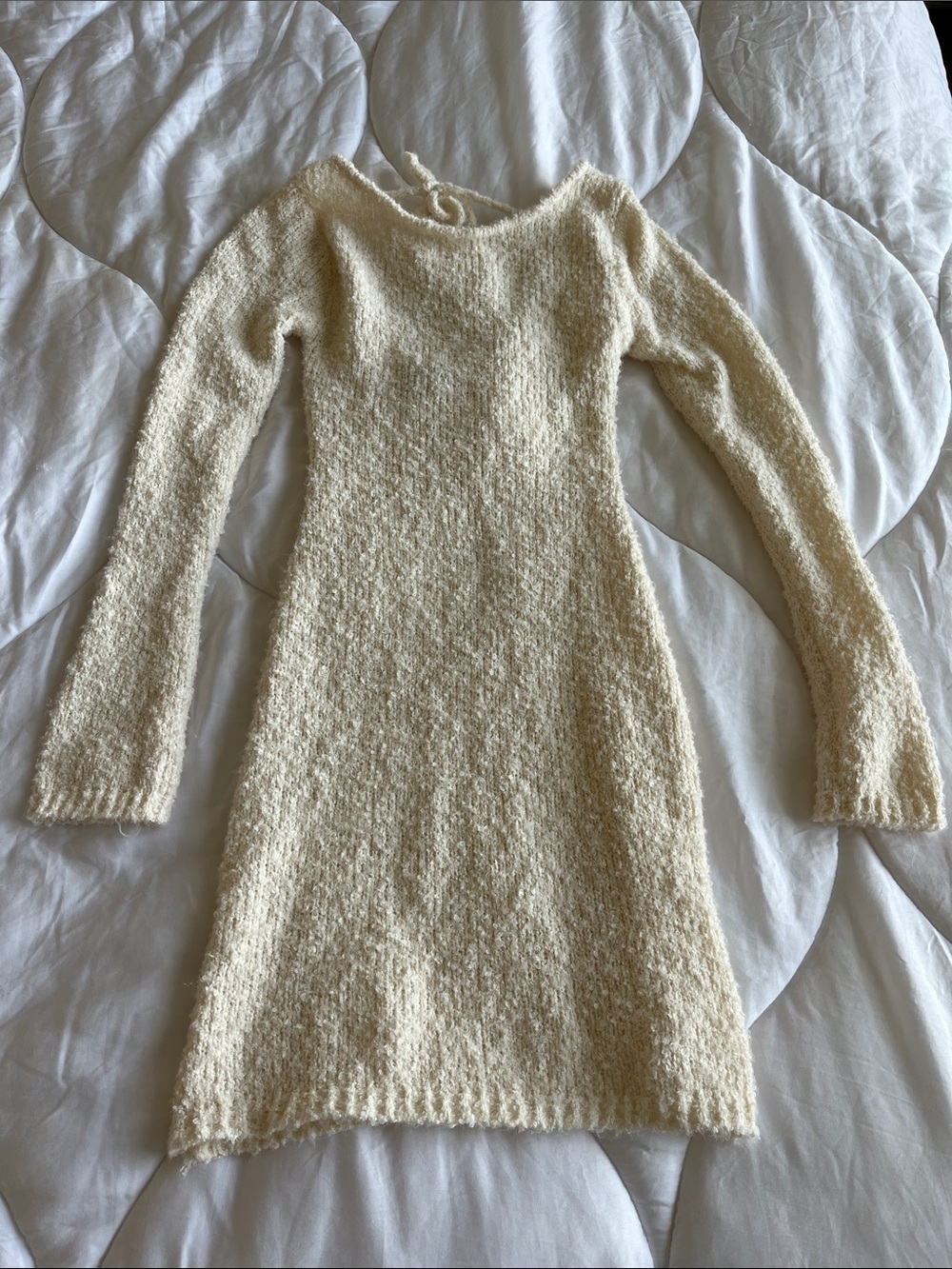 Princess Polly Cosy Up Long Sleeve Boucle Mini Dress Cream
